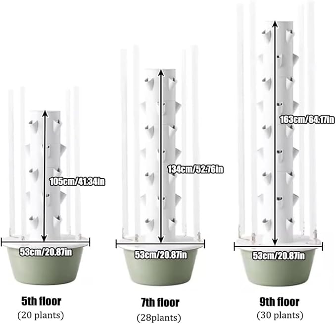 Hydroponic Tower Indoor Smart Garden with LED Lights Vertical Aeroponic Growing System for Herbs Fruits Vegetables(28holes)