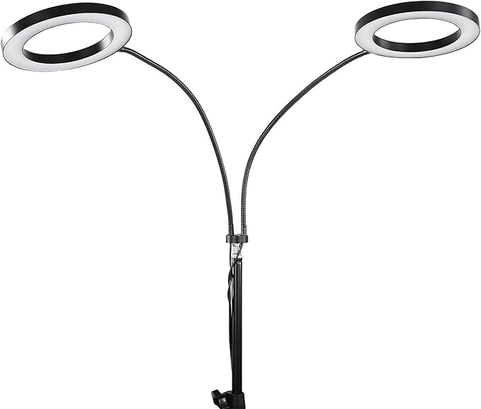 Plant Grow Light 3/9/12h Timer 6 Brightness 360 Gooseneck Tube 2/3 Heads 108 LEDs Full Spectrum Plant Light with Height Adjustable &amp Tripod Stand for Indoor (US Plug 2 Heads 20W Use 2A