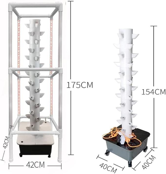 15 Layer 45 Holes Indoor Hydroponic Grow with Led Grow Llight DIY Cultivation Hydroponic Tower Growing Sytem with Pump and Movable Wa
