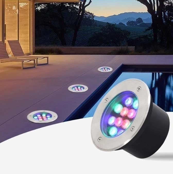 LED Landscape Light - 85-265V Round Underground Lights Outdoor Recessed Spot Light IP67 Waterproof Lawn Lamp Garden Underground Lamp LED Flood Lights Beam Spotlights(Red9W(85-265v))