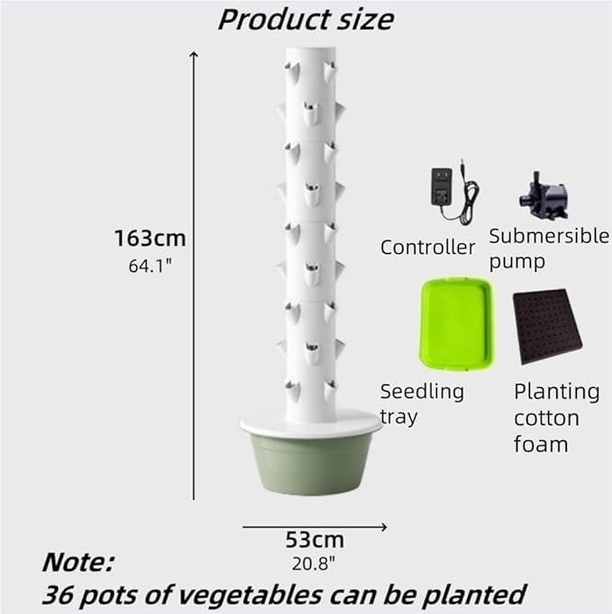 5/7/9-Tier Hydroponic Tower Hydroponics Growing System Kit Vertical Hydroponics Growing System Indoor Outdoor Self-Watering Hydroponic Tower(64.1X20.8IN)