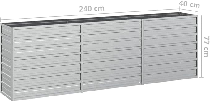 SKM Garden Raised Bed 94.5x15.7x30.3 Galvanized Steel Silver-68871026