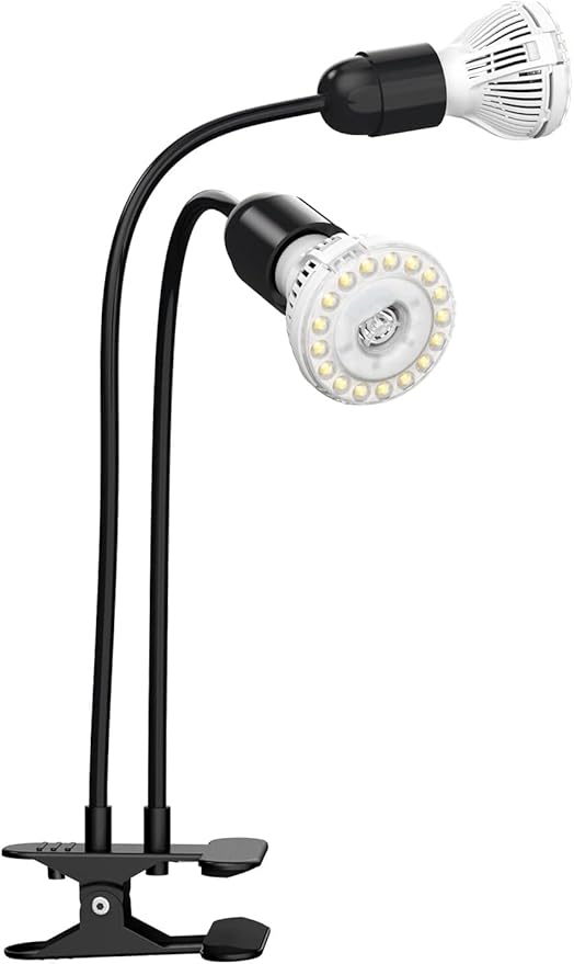 SANSI LED Grow Lights for Indoor Plants Lifetime Free Bulb Replacement 300W Full Spectrum Dual Gooseneck Clip Plant Grow Light with Optical Lens for High PPFD Growing Power LampNo Timer