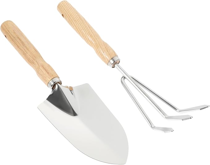 5sets Gardening Tool Hand Trowel and Rake for Soil Loosening Planting and Weeding for Bonsai and Small Garden Projects