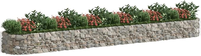 Gabion Raised Bed Galvanized Iron Gabion Cages Basket Garden Outdoor Flower Box Planter Plant Above Ground Garden Boxes 236.2x39.4x19.7-189