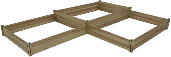 LuxenHome Wood 3 Section Raised Garden Bed 110 L-Shape Raised Garden Bed Fir Wood Planting Bed Solid Wood for Vegetable Flower Herbfor Outdoor Lawn Yard Patio Use
