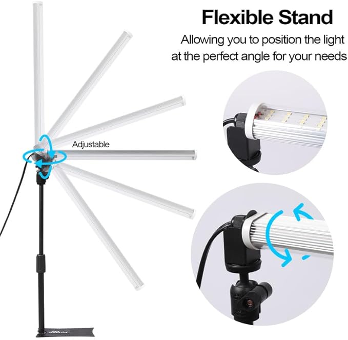 JCBritw Standing LED Grow LightAdjustable T12 Bar Plant Light White 6500K Full Spectrum Plant Grow Lamp on Stand for Indoor Plants Seed Starting Seedlings Veg Flower