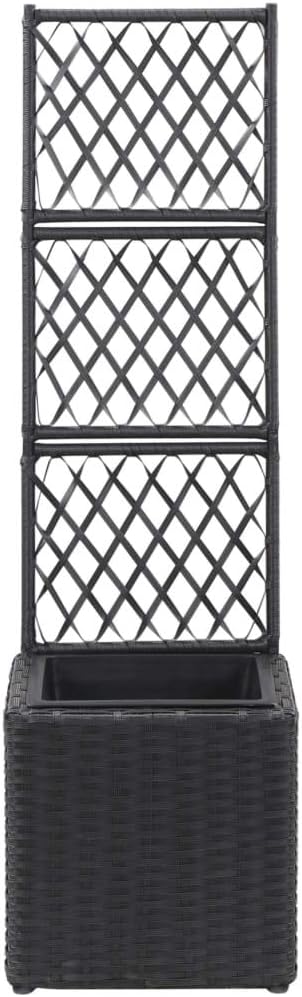 Garden Trellis Raised Bed with 1 Pot Lattice Panels Freestanding Poly Rattan Plant Raised Bed for Outdoor Climbing Planting Yard Patio DecorationBlack 11.8 x 11.8 x 42.1