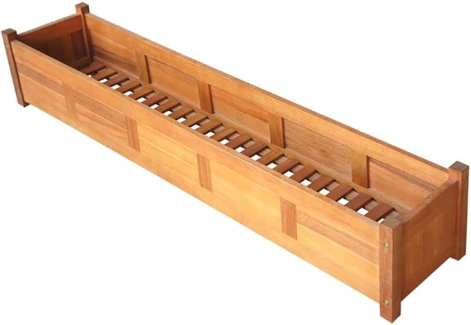 Outdoor Garden Raised Planter Box Backyard Patio Planter Raised Beds for Flowers Herbs Fruits Garden Raised Bed Acacia Wood 59x11.8x9.8 [Lightning Shipping]
