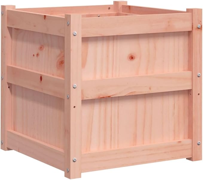 Solid Douglas Fir Wood Raised Garden Planter Box Set of 2 19.7x19.7x19.7 Inch Square Large Outdoor Planters Rustic Elevated Planter Boxes for Patio Balcony Gardening