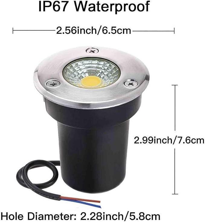 3W LED Underground Landscape Light - IP67 Waterproof Buried Garden and Outdoor Lights (Natural Light 224V)