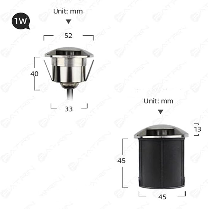 Outdoor Landscape Lamp - LED Buried Lights DC 24V Low VoltageOne / Two / Four Side Wall Light IP67 Waterproof Recessed LED Spotlight Inground Driveway Pathway Lights Easy To Install(Blue1W-52MM-B