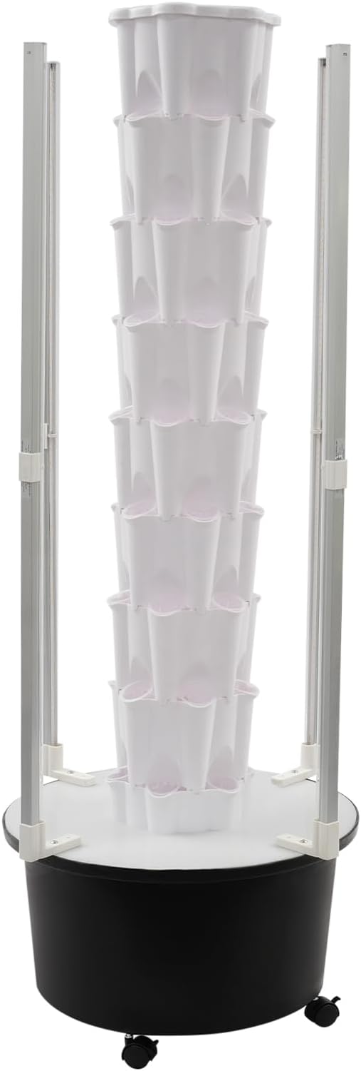 8 Tiers Hydroponic Growing System 3W 48 Holes Portable Vertical Garden Planter with LED Grow Lights &amp 4 Universal Wheels40L Indoor Smart Garden Kit for Herbs Fruits &amp Vegetables