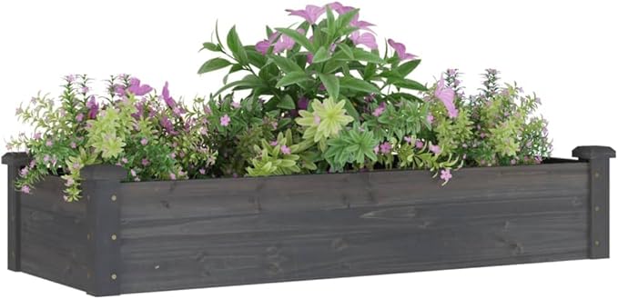 Garden Raised Bed Planter Rectangular Rustic Wooden Planters for Outdoor Plants 47.2x47.2x9.8 Inch Fir Wood Large Capacity Garden Bed