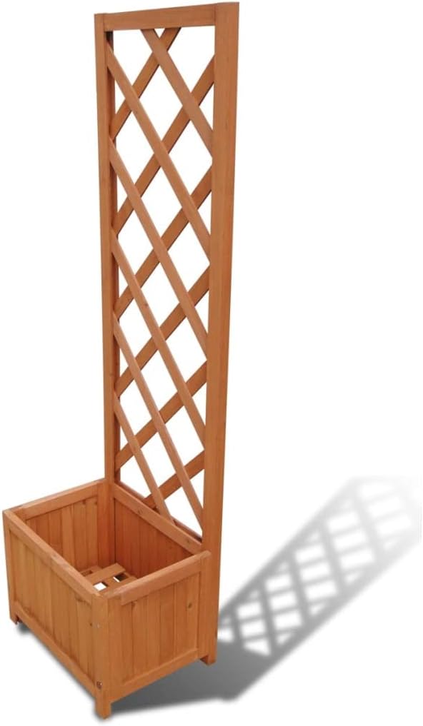 Garden Planter Brown Solid Wood Medium Durable Weather-Resistant Outdoor Raised Garden Bed for Flowers Vegetables 15.7x15.7x53.1 Inch