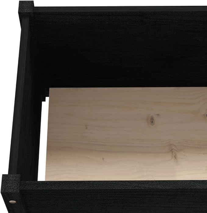 Wooden Garden Planter Box Raised Garden Bed Indoor Outdoor Planter Outdoor Wood Raised Garden Bed for Vegetables Flowers Herbs Black 59.1x19.7x27.6 Solid Wood Pine-213