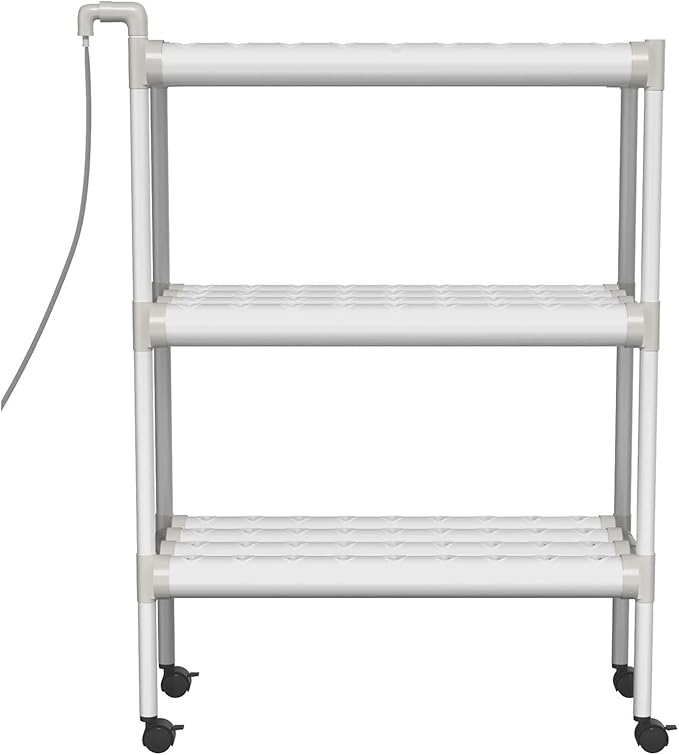Hydroponic Tower Growing Sytem Planting Sites 3 Layers Horizontal Hydroponic System Grow Kit with 12V Water Pump Garden Plant Vegetable Planting Grow Box Easy to Install and Operate