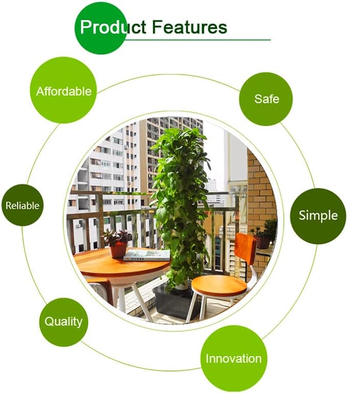 GeRRiT Hydroponics Tower Hydroponic Growing System Aeroponics Grow Kit Aquaponics Planting System for Herbs Fruits and Vegetables with Hydrating Pump Adapter Seeding Bed &amp Net Pots