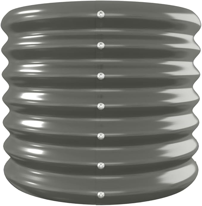 Garden Raised Bed Grey Powder-Coated Steel Large Durable Flower Pots Drainage Holes Planters Versatile Use Pots Home Decor Planters for Indoor Garden Outdoor Terrace