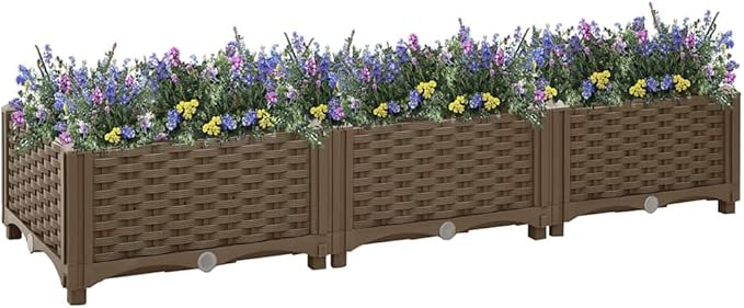 Raised Garden Bed 47.2x15.7x9.1 Polypropylene Planter Box for Outdoor Plants Durable Brown Gardening Solution