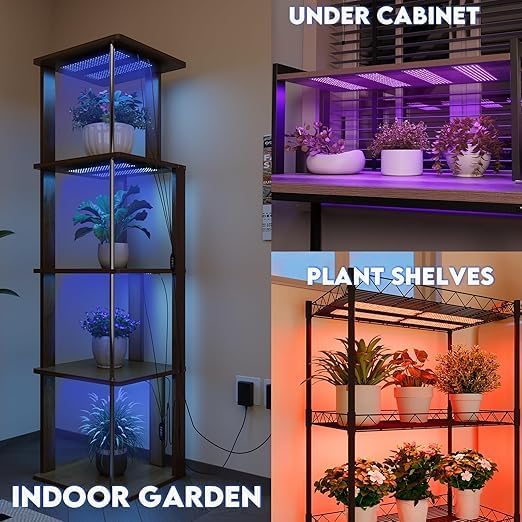Under Cabinet Grow Light LED Grow Lights for Indoor Plants Full Spectrum Plants Light for Shelves with Auto Timer 3/9/12H 616LEDs Ultra-Thin Grow Lights Panel for Seed Starting Flowers Veg 4Pack