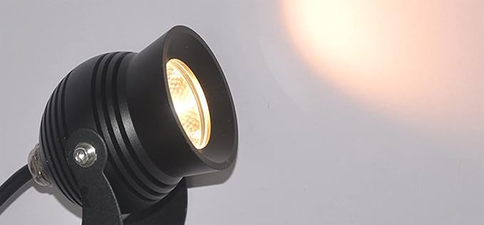Kiven IP65 Waterproof LED Landscape Up Down Ligh Black Decorative Spotlight Lamp with Plug-in Cord and Timer for Indoor Outdoor Yard Plants Mini LED Lawn Light (7W Warm White)