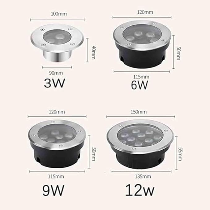 LED Underground Light - IP68 Waterproof Outdoor Fountain Lamp 24V Ultra-Thin Underwater Spot Light for Landscape Decoration (Red 6W Blue 3W)