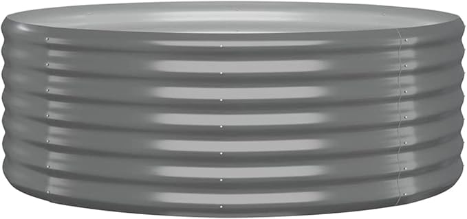 qiangxing Raised Flower BedRaised Planters for GardenOutdoor Flower BoxPatio Raised Bed Powder-Coated Steel 39.4x39.4x14.2 Gray