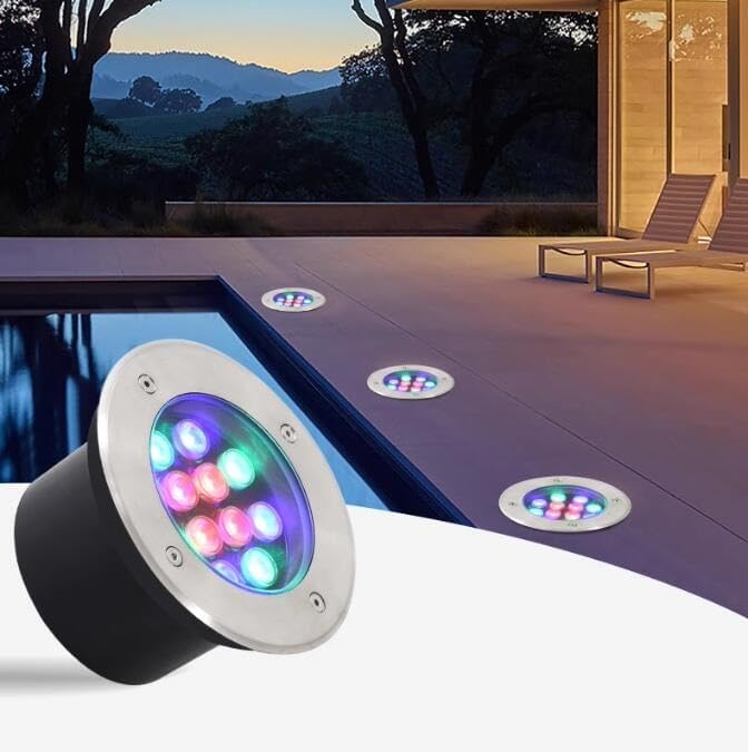 LED Landscape Lights - Outdoor Buried Lights Recessed Ground Spotlight IP67 Waterproof Floor Lamp Lawn/Terrace/Garden Ground Illumination Path Light Easy to Install(Red3W) (White 12W)