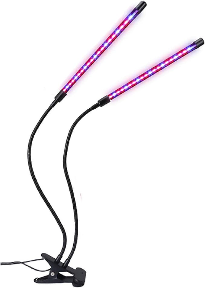 SagaSave LED Grow Light for Indoor Plants Full Spectrum Clip Double Head Plant Growing Lamp with 3 Light Modes and 3 Timing Levels 3/9/12 Hr Auto On Off (2 Head)