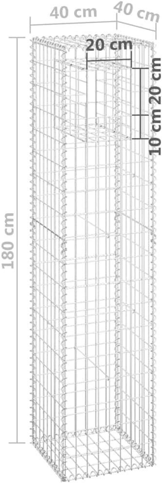 Gabion Basket Post Galvanized Steel Planter Raised BedGabion Raised Bed to Fill with Rocks or Gravel 15.7x15.7x70.9 Iron