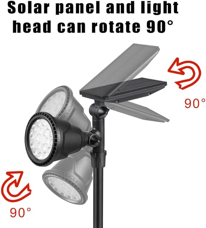 Solar Spot Lights Outdoor 2pack IP65 Waterproof18 LEDs Landscape Lighting with Warm White + RGB Color Changing for Garden Yard Backyard Driveway Pathway