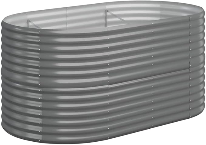 Metal Raised Bed Garden Bed Kit Powder-Coated Steel Planter Raised Garden Boxes Outdoor Metal Raised Garden Beds for Flowers Vegetables Herbs 59.8x31.5x26.8 Gray-243