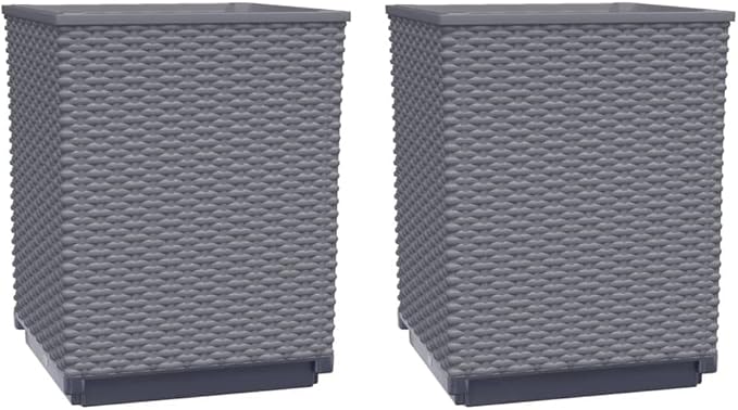 Planters 2 pcsIndustrial Rustic PlantersVegetable PlantersPlant Privacy FenceBackyard Raised BedsHerb Plantersfor PlantingPatioOutdoorYard DecorationDark Gray 11.8x11.8x14.6 Polypropylene