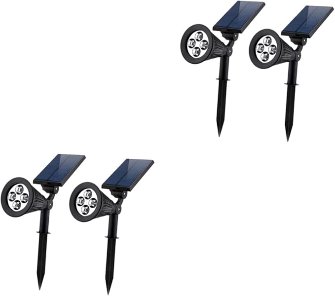 DOITOOL 4pcs Solar Spotlights LEDs RGB Landscape Lamp Automatic Dusk Dawn Lighting for Outdoor Lawn Patio Driveway Garden Easy Ground Installation