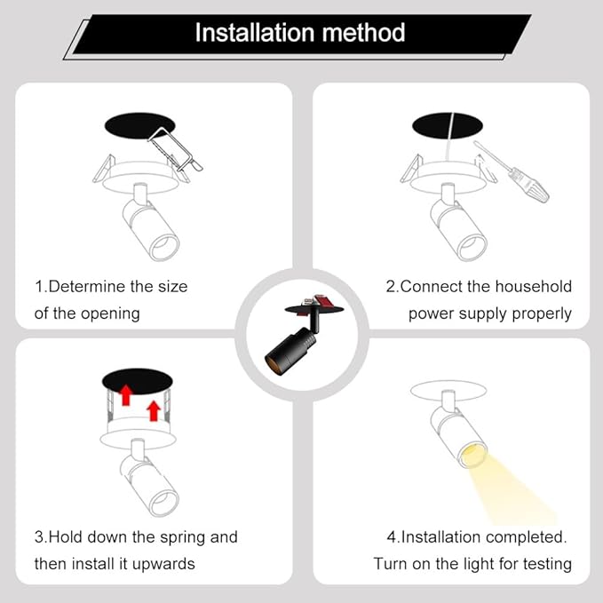 Spotlight 3w Recessed Lighting Fixture Zoomable 3°-60°Spotlights Adjustable Flush Mount Spotlight Directio l Focus Accent Lamps