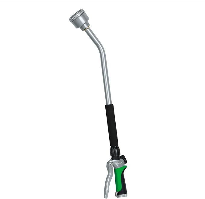 RESTMO Long Watering Wand 24 Inches Gentle Soft Full Shower Sprayer Wand with Flow Control Heavy Duty Metal Hose Wand for Hanging Baskets Shrubs Plants Flowers Garden and Lawn