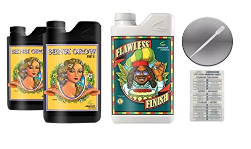 Advanced Nutrients Sensi Grow A and B 4 Liter with Flawless Finish 4 Liter Bundle and Conversion Chart and 3mL Pipette