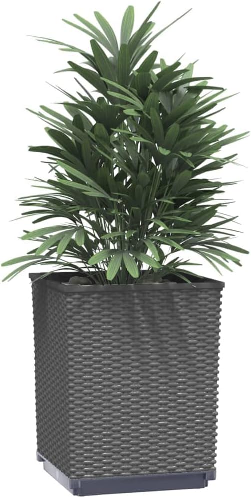 4-Pack Raised Planter Box Set 11.8 in Matte Black Stackable Square Polypropylene Outdoor Indoor Decor Flower and Vegetable Garden Bed for Patio Balcony Terrace
