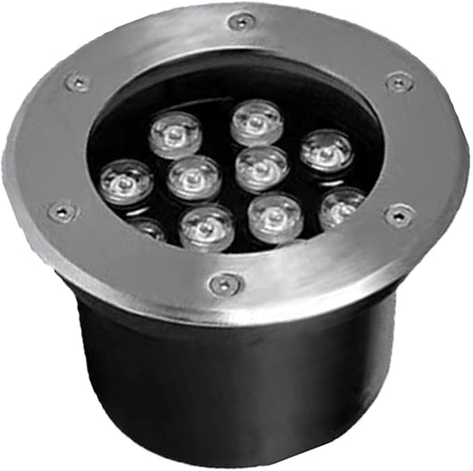 Recessed LED Buried Lights Outdoor Landscape Lamp IP67 Waterproof Stainless Steel LED Spotlight AC85-265V Low Voltage Round Lawn Lamp Deck Courtyard Floor LRed Light 24 W