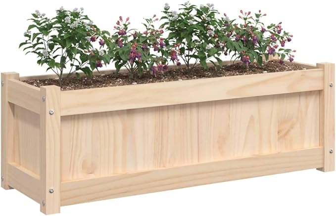 Garden Planters 2 pcs Planter Boxes Raised Flower Bed Standing Planter Gardening Box Suitable for Corridor Nursery Courtyard Orchard Solid Wood Pine