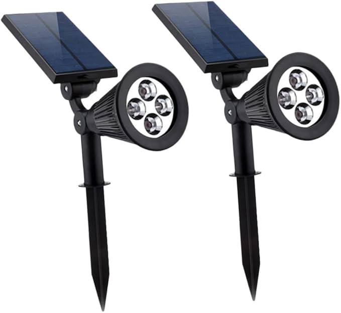 2pcs Solar Garden Decor Landscape Lights Ground Plug Outdoor Solar Spotlights for Pathway and Garden