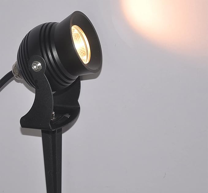 Kiven IP65 Waterproof LED Landscape Clamp Light Black Decorative Spotlight Lamp with Plug-in Cord and Timer for Indoor Outdoor Yard Garden Step Statue Mini LED Lawn Light (7W Warm White)