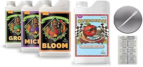 Advanced Nutrients Bloom Grow Micro 4L &amp Overdrive 4L w/Conversion Card &amp Pipette