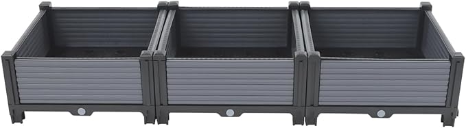 3 Boxes Planter Box Raised Garden Bed for Vegetables Flowers Herbs DIY Gardening Each Max. Load 176.37lbs