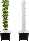 Hydroponic Growing System Kit with Wheels 10 Layer 50 Pods Indoor Hydroponic Tower with Timer and Pump System Plants Germination Kit for Herbs Vegetable Strawberries Lettuce