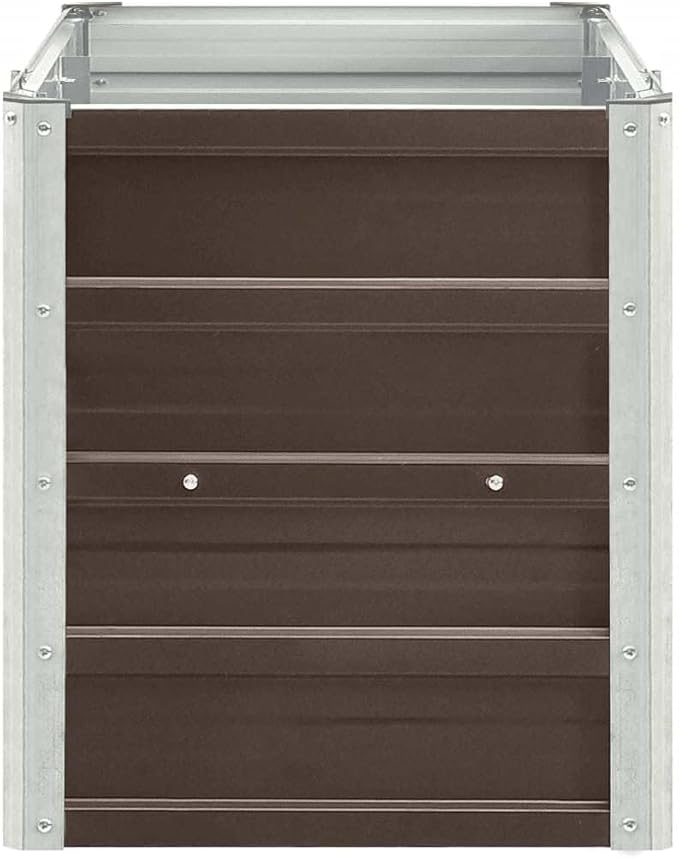 vidaXL Garden Raised Bed Galvanised Steel Rectangular Garden Planter for Flowers and Planters Bottomless Raised Flower Bed Weather-Resistant Brown 94.5x15.7x17.7