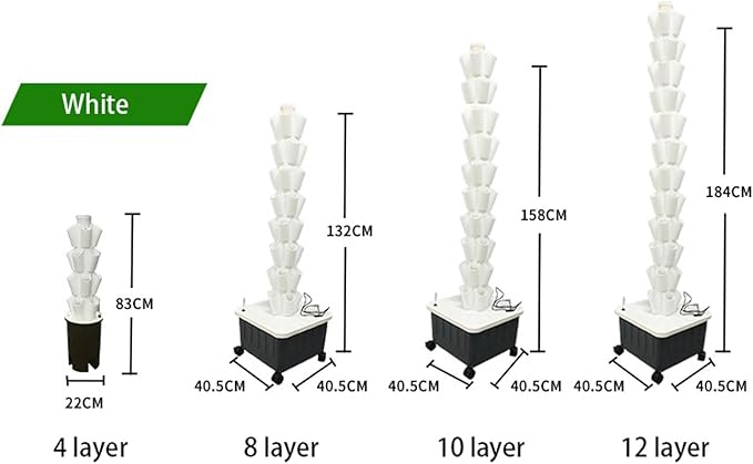Hydroponic Growing Tower System with Hydrating Pump and Timer for Vertical Home Garden Cultivation of Herbs Fruits and Vegetables