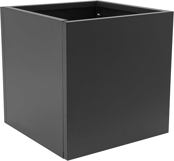 24 L x24 W x24 H Metal Flower Boxes Planter Boxes Outdoor Raised Garden Bed Indoor Outdoor Planting Bed Black Square Planter Box for Patios Lawn Yard Decor Storage