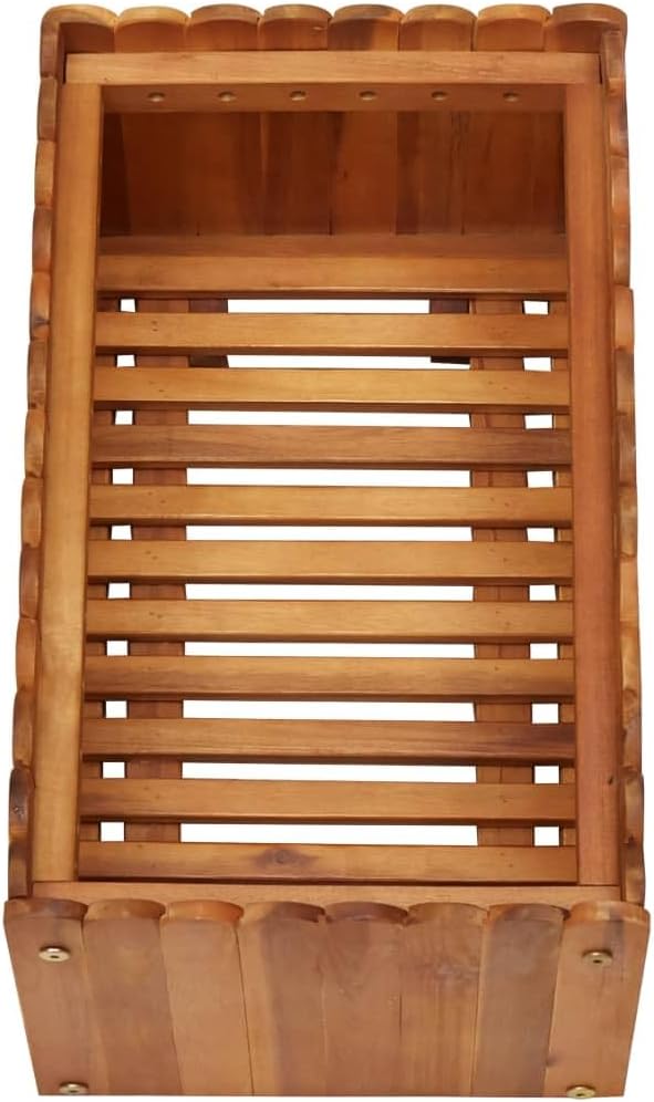 19.7x19.7x9.8 in Solid Acacia Outdoor Planter Box Rustic Raised Garden Bed for Balcony Patio Compact Herb &amp Flower Planters for Outdoor Plants Natural Wood Patio Planter Box